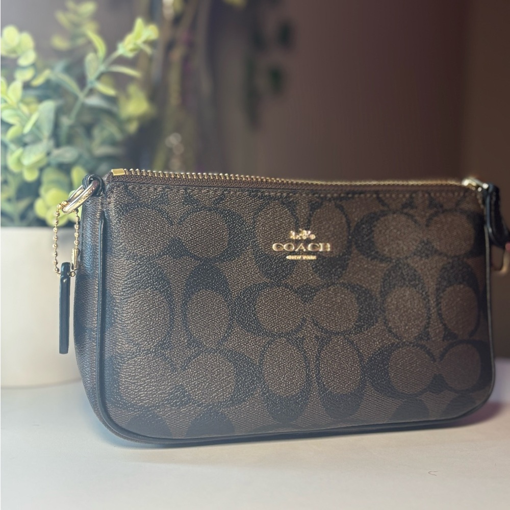 Coach Brown Signature Wristlet